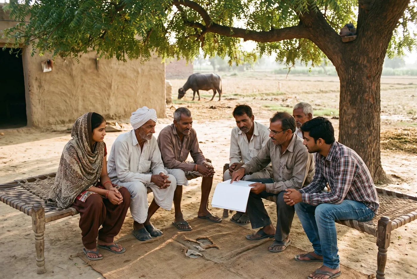 Villagers discussing the BBM plan together under a tree
