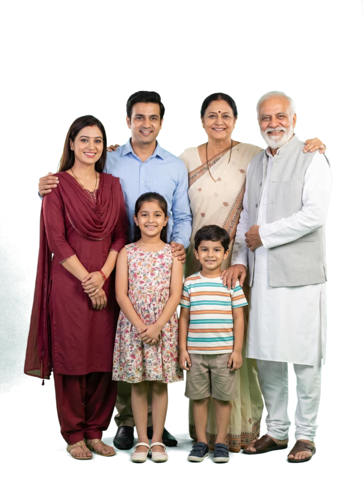 A happy Indian family of three generations